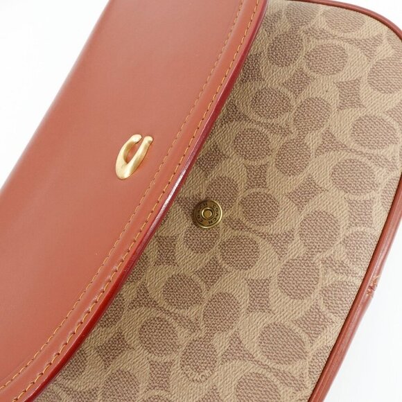 Coach Legacy Signature Shoulder Bag Red Brown OS - Picture 11 of 13